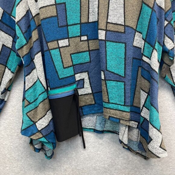 IC By Connie K Top Womens Large‎ Blue Abstract Art Colorblock Long Sleeve - Picture 4 of 14